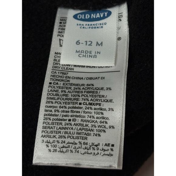 Old Navy Herringbone Gray Black Fur Trim Fleece Lined Hat 6-12 Months Babycore - Picture 7 of 8